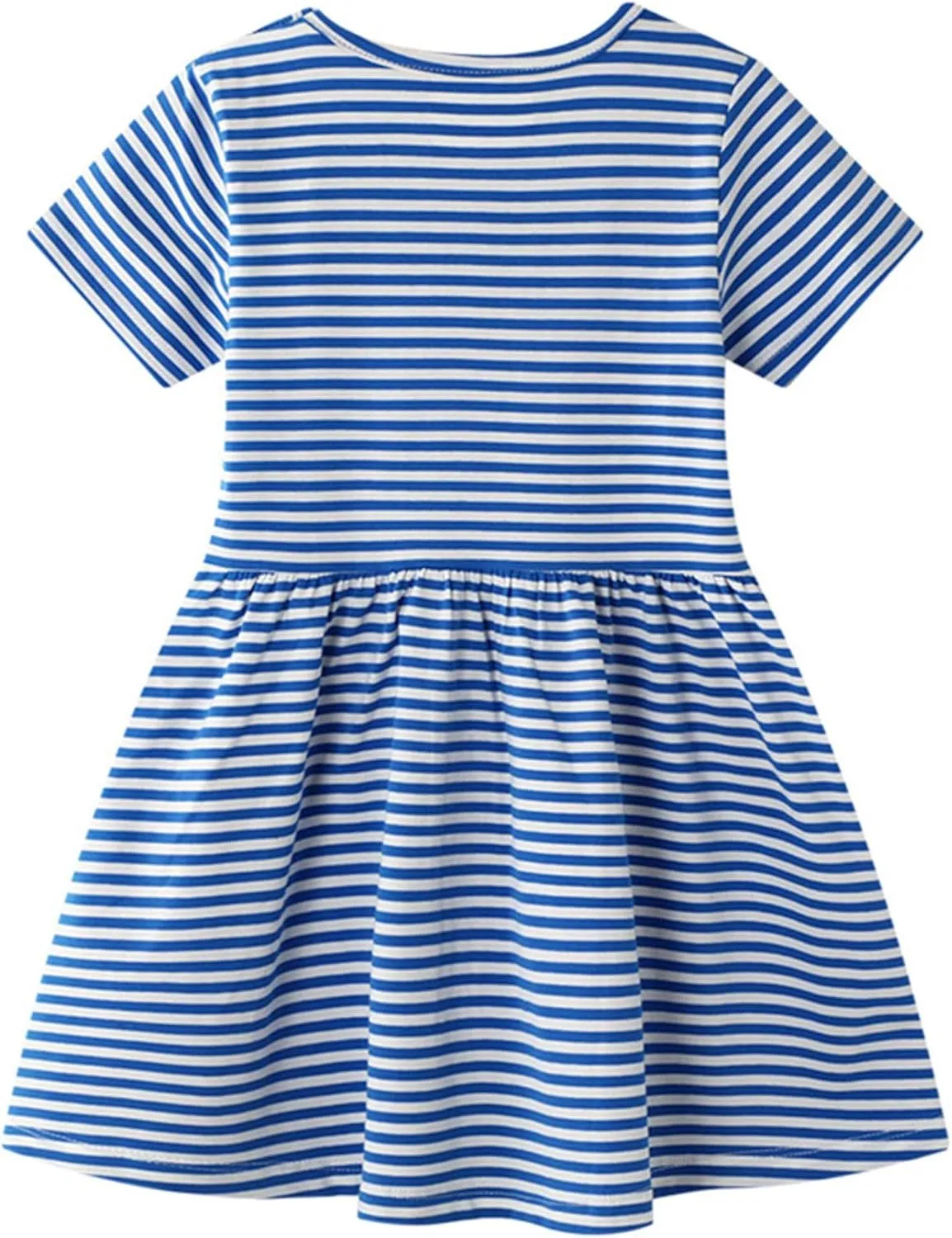 Hongshilian Toddler Girls Cotton Casual Dress Cartoon Print Short Sleeve Dress Girls Summer Sundress 2-7 Years