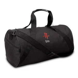 Houston Rockets Personalized Duffel Bags for Kids - Official NBA Logo Embroidery, Removable Shoulder Strap, Polyester, 19” x 14” (Black)