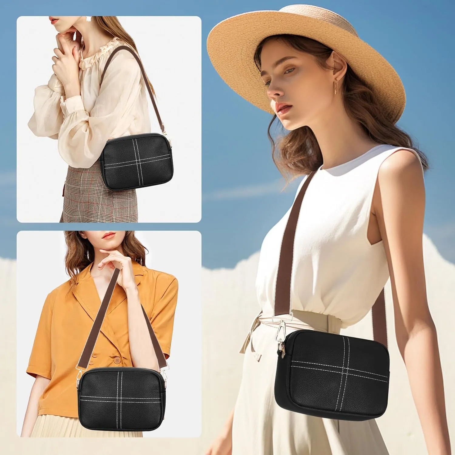 HUA ANGEL Quilted Crossbody Bags for Women, Trendy Small Crossbody Travel Purses Vegan Leather Cellphone Shoulder Handbags