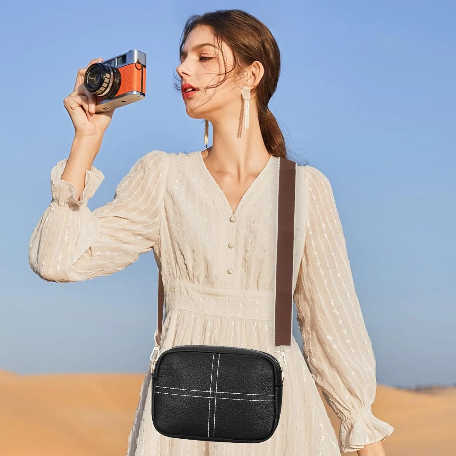 HUA ANGEL Quilted Crossbody Bags for Women, Trendy Small Crossbody Travel Purses Vegan Leather Cellphone Shoulder Handbags