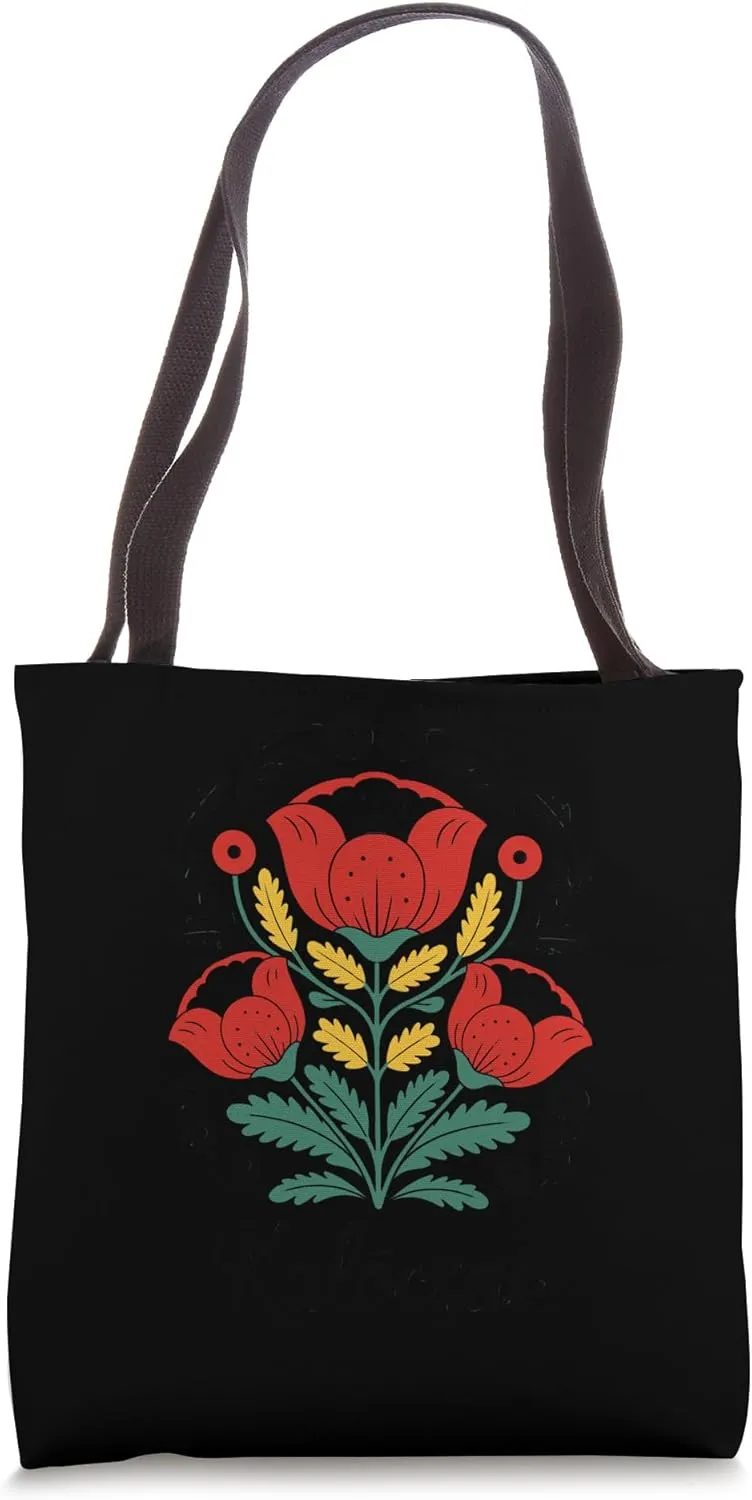 Hungarian Kalocsa Embroidery Flowers Hungary Folk Art Magyar Tote Bag