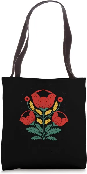 Hungarian Kalocsa Embroidery Flowers Hungary Folk Art Magyar Tote Bag