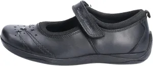 Hush Puppies Amber Girls Senior Touch Fastening Leather School Shoe (8 Big Kid) (Black)