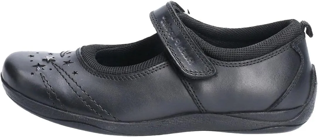 Hush Puppies Amber Girls Senior Touch Fastening Leather School Shoe (8 Big Kid) (Black)