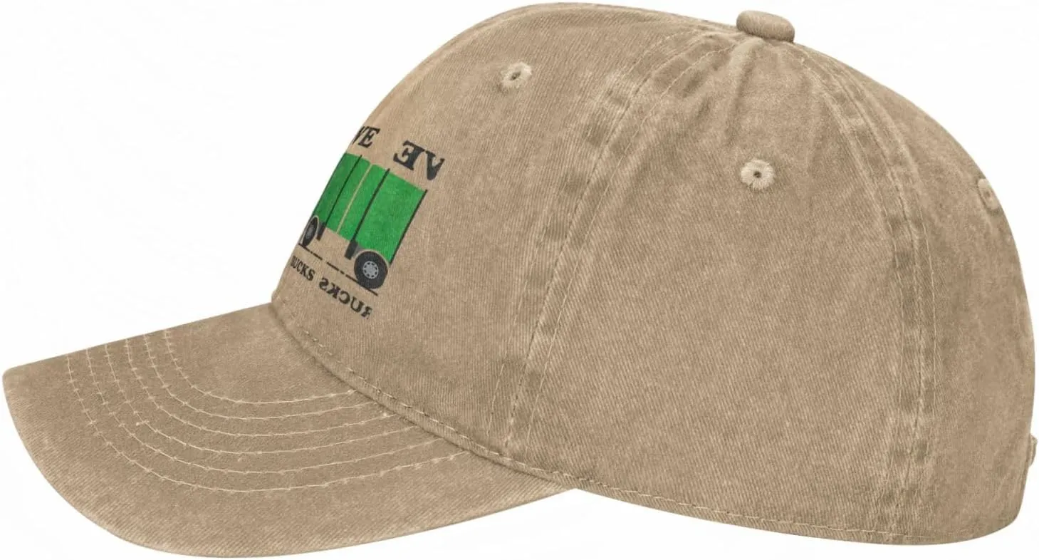 I Love Garbage Trucks Vintage Washed Cotton Baseball Cap, Adjustable Distressed Denim Hat for Men and Women
