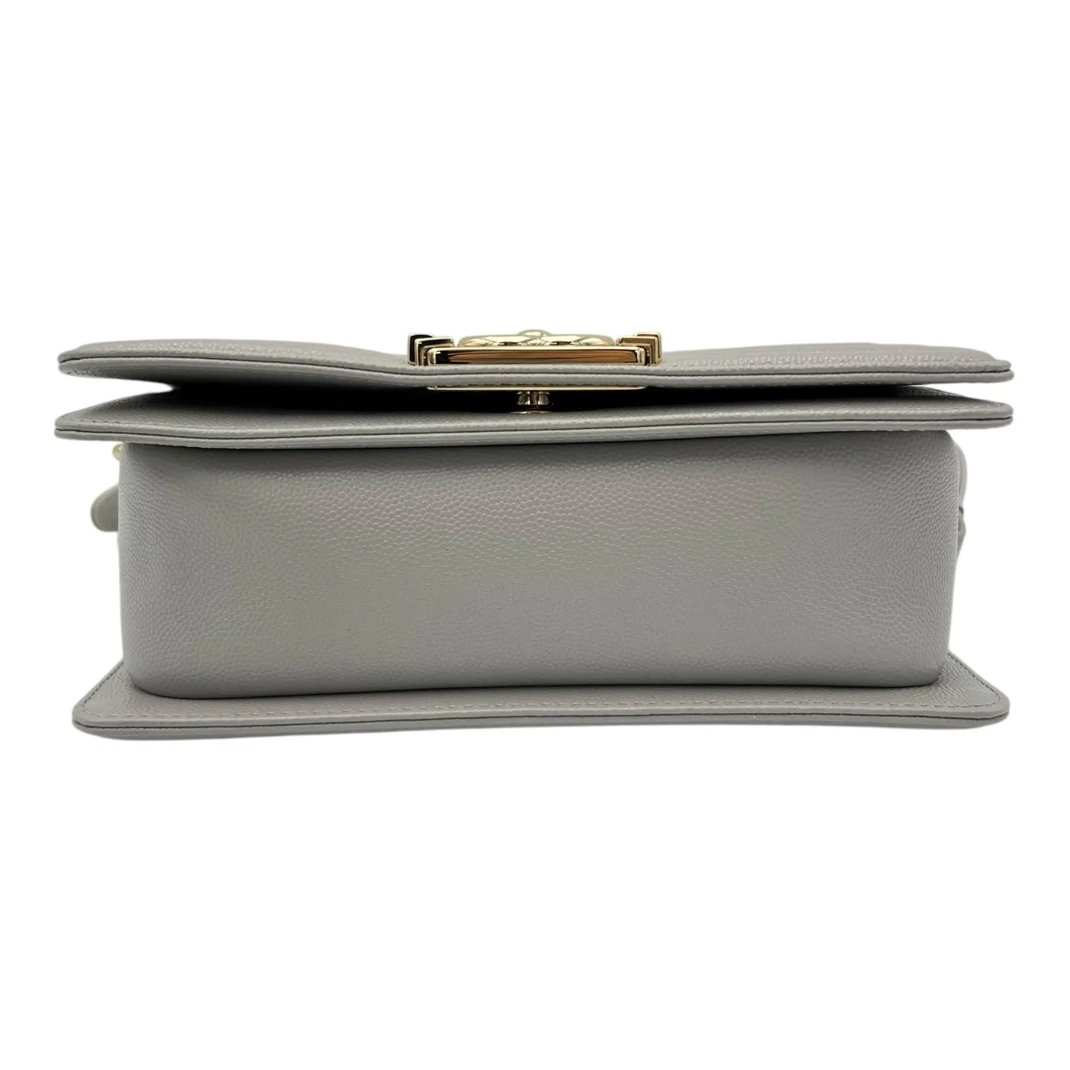 in Grey Cutting-edge features Chevron Shoulder Small hardware Bag Boy Proven track record Quilted Caviar Leather, Gold