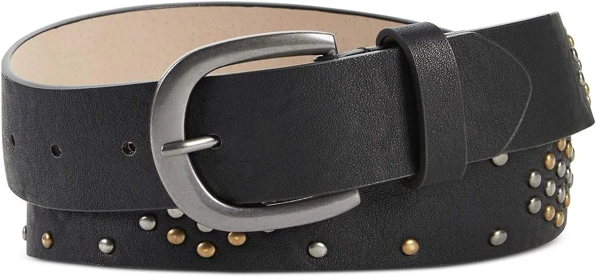 INC International Concepts Women's Black Faux Leather Studded Belt