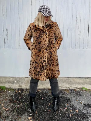 Incredible!! 1970s Leopard Print Faux Fur Coat