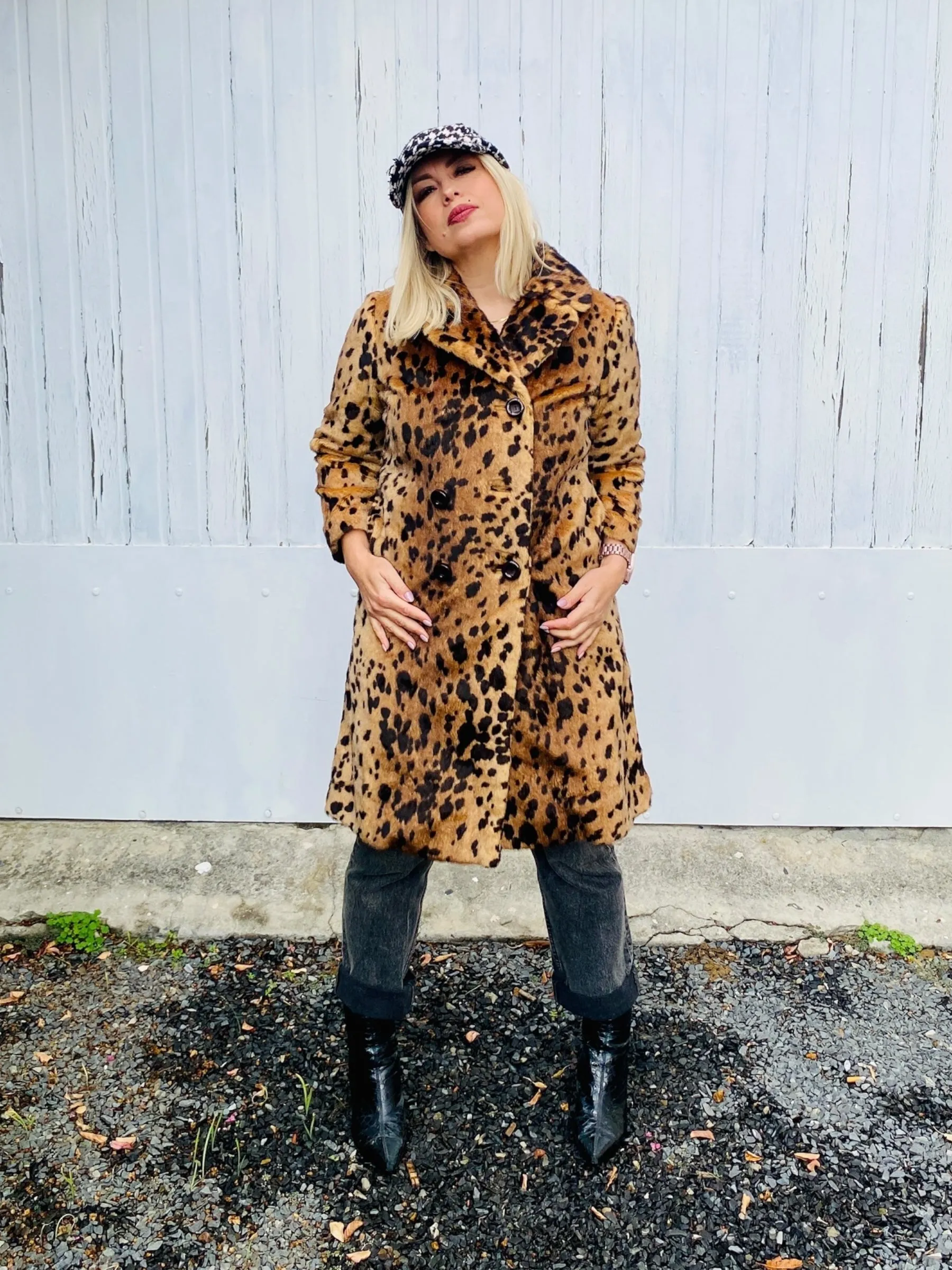 Incredible!! 1970s Leopard Print Faux Fur Coat