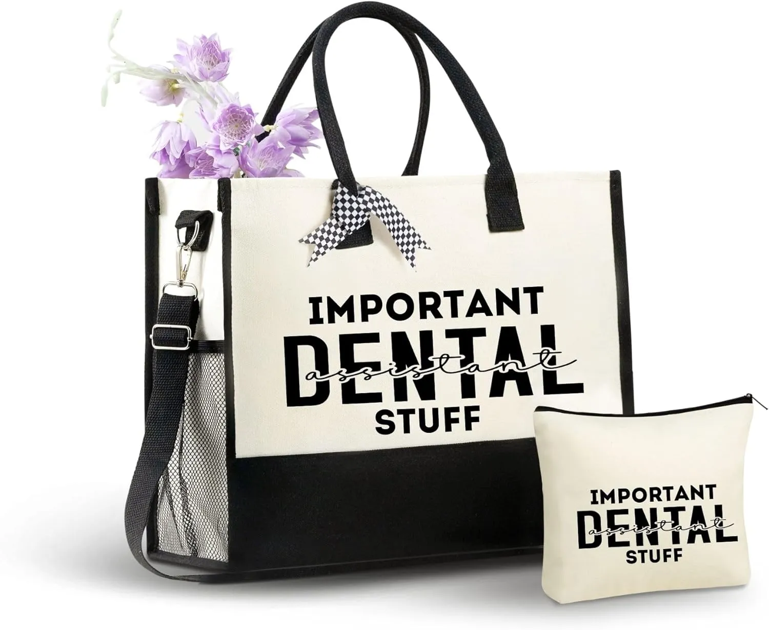 InnoBeta Dental Assistant Gifts Canvas Tote Bag, Dental Assistant Appreciation Gifts, Dental Assistant Gifts for Women Tote Bag with Top Zipper Closure and Shoulder Strap for Dental Assistant