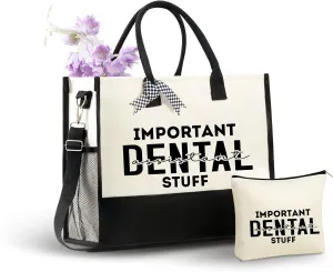 InnoBeta Dental Assistant Gifts Canvas Tote Bag, Dental Assistant Appreciation Gifts, Dental Assistant Gifts for Women Tote Bag with Top Zipper Closure and Shoulder Strap for Dental Assistant