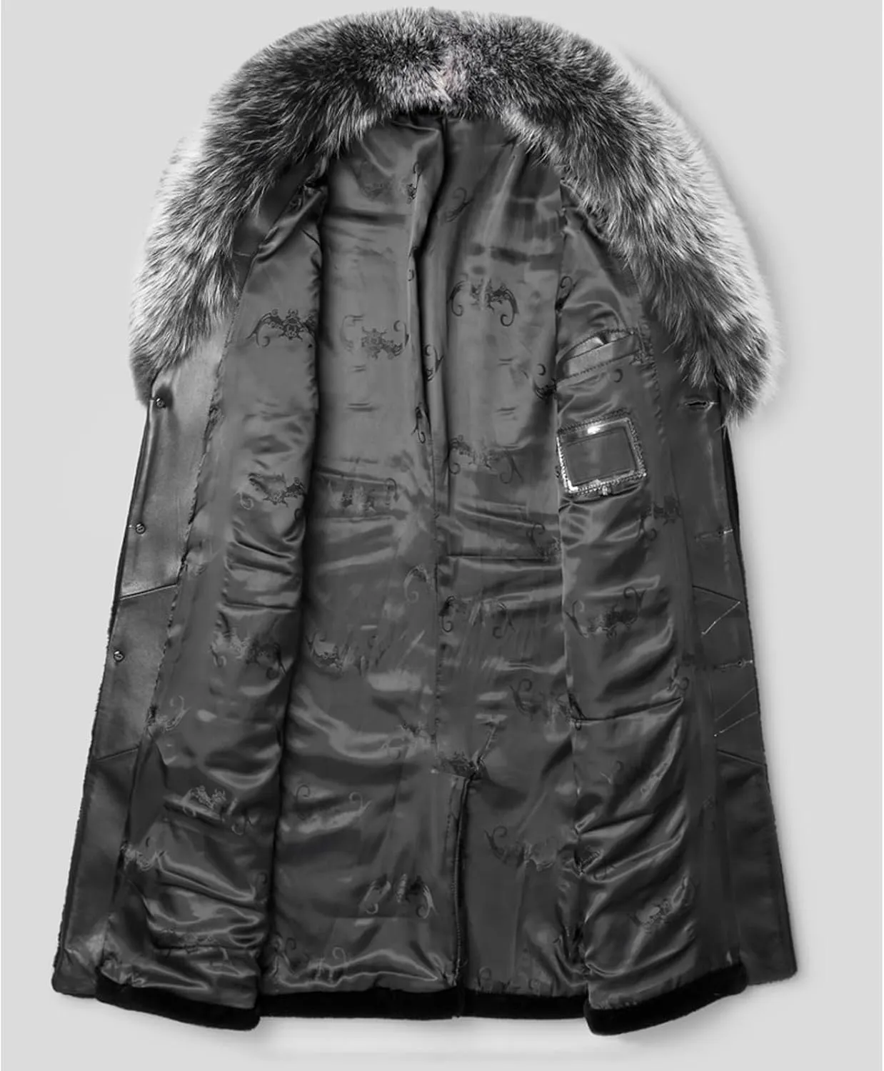 INVACHI Men's Faux Fur Coat Winter Long Faux Mink Coat Fluffy Thick Trench Coat for Men