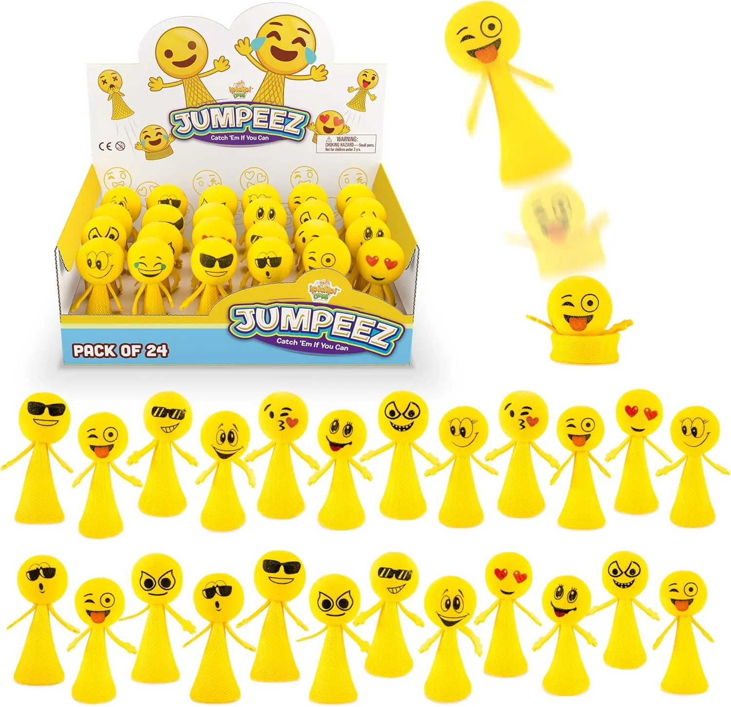 IPIDIPI TOYS Jumping Poppers – Spring Launcher Toys for Kids - Fun Party Favors, Goodie Bag Stuffers, Classroom Rewards, Birthday Games, and Holiday Prizes – Pack of 24