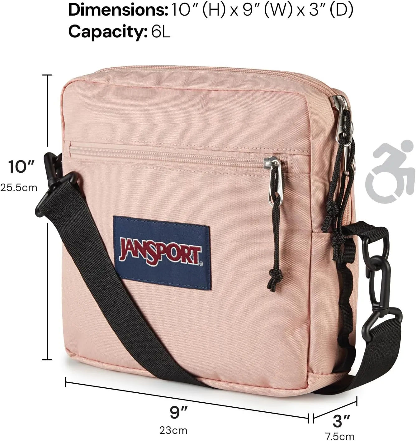 JanSport Central Adaptive Accessory Bag – Wheelchair & Walker Compatible, Versatile Carry Options, Tuck-Away Adjustable Loops, SaniStash Pocket for Easy Access, Misty Rose