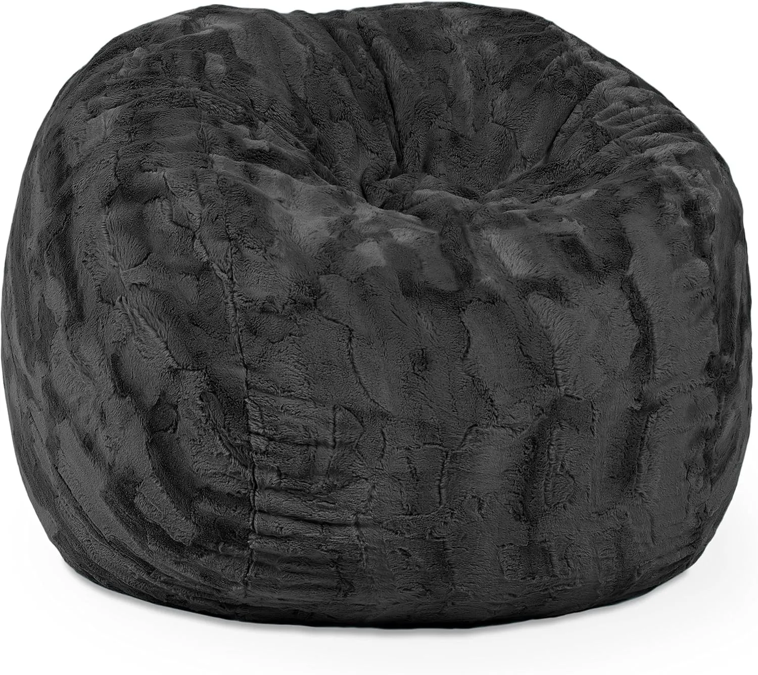 Jaxx Saxx 3 Foot Bean Bag Chair - Faux Fur, Black