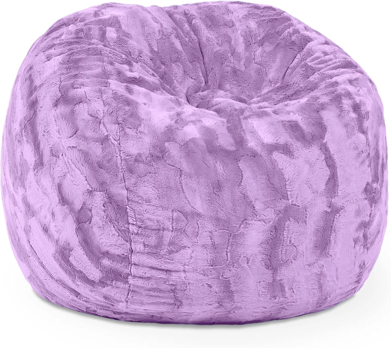 Jaxx Saxx 3 Foot Bean Bag Chair - Faux Fur - Fun Colors, Bellflower Purple