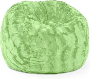 Jaxx Saxx 3 Foot Bean Bag Chair - Faux Fur - Fun Colors, Lime Green
