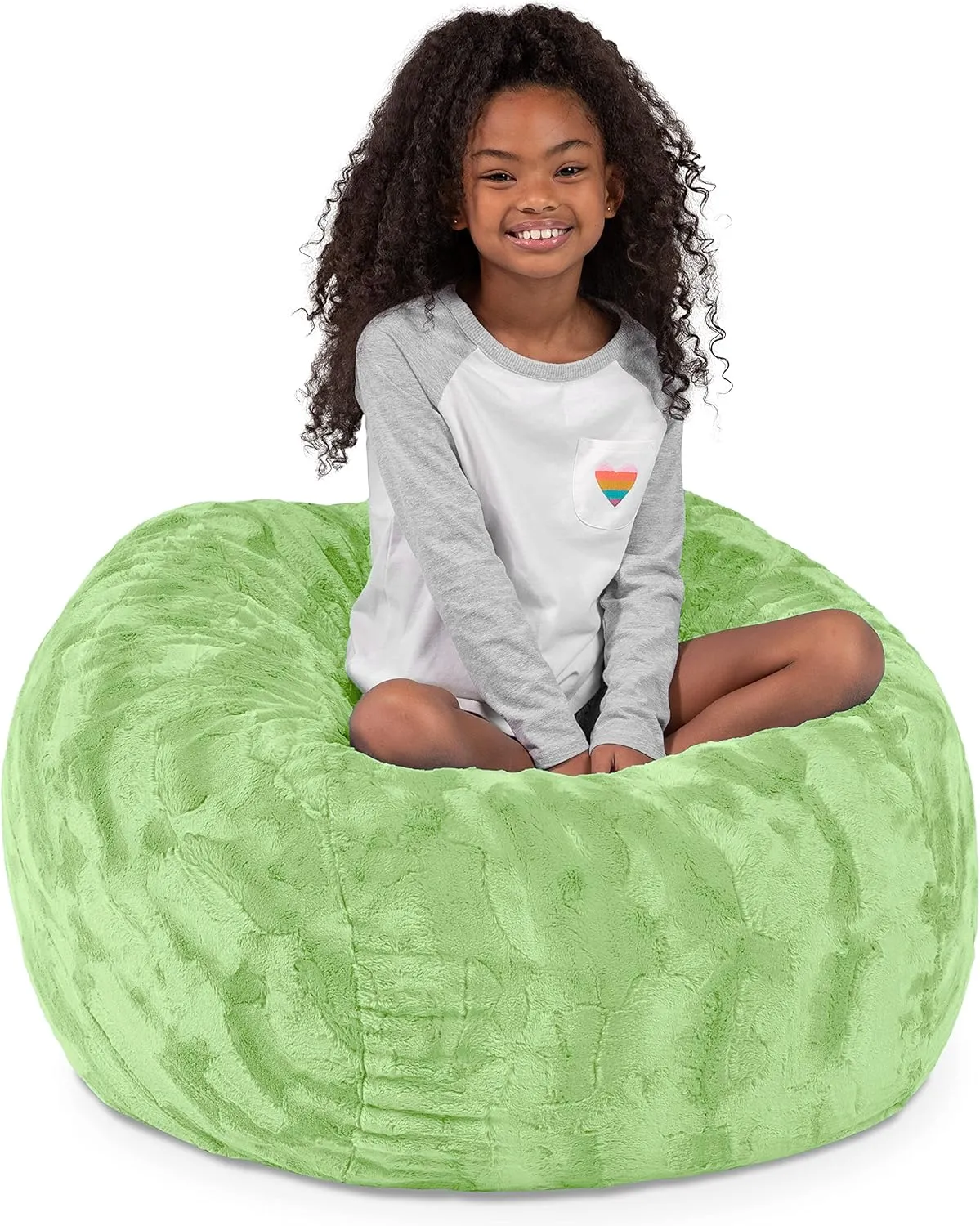 Jaxx Saxx 3 Foot Bean Bag Chair - Faux Fur - Fun Colors, Lime Green