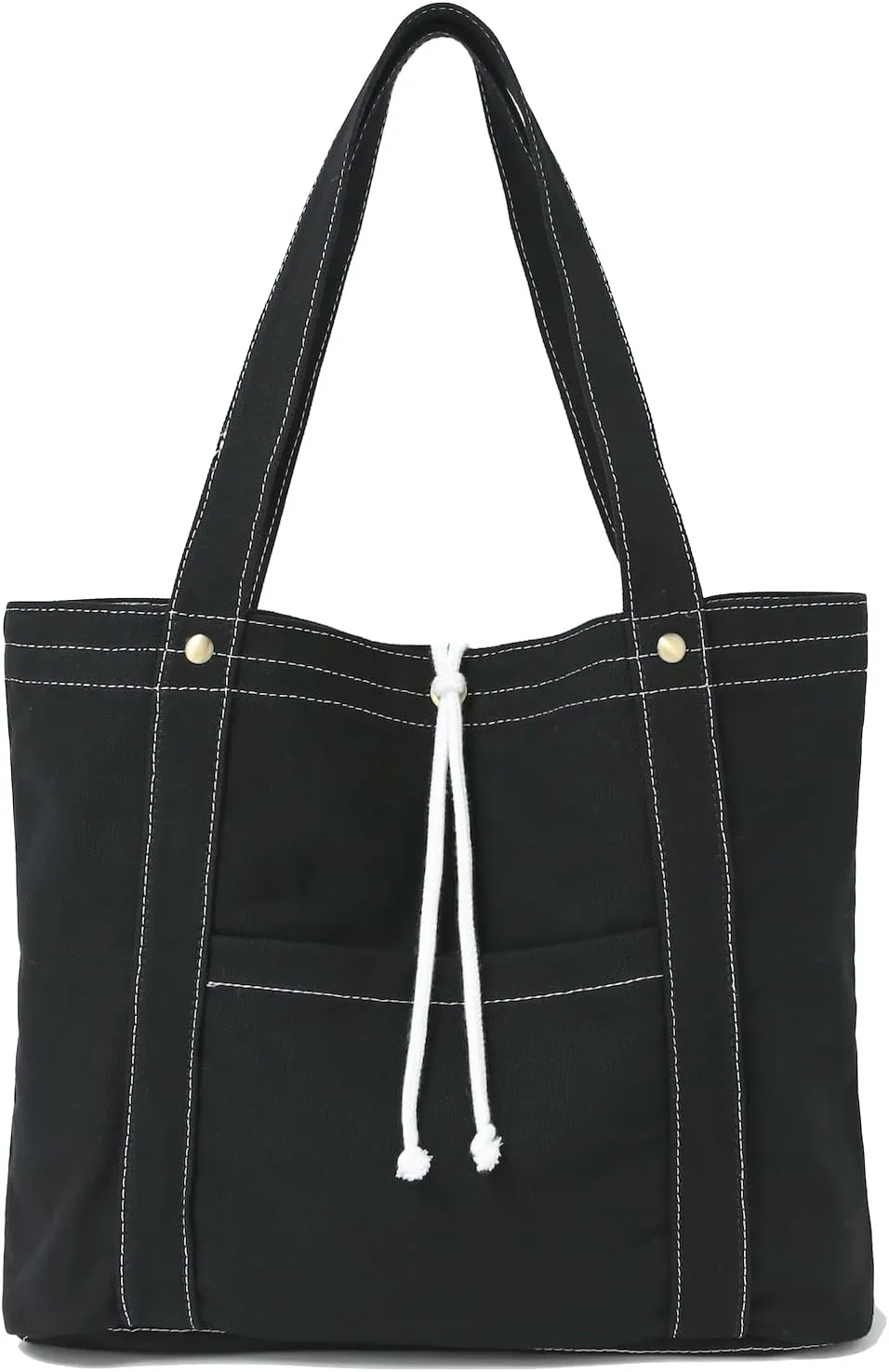 Jeelow Canvas Tote Handbag Shoulder Crossbody Bags Purses With Pockets For Men & Women