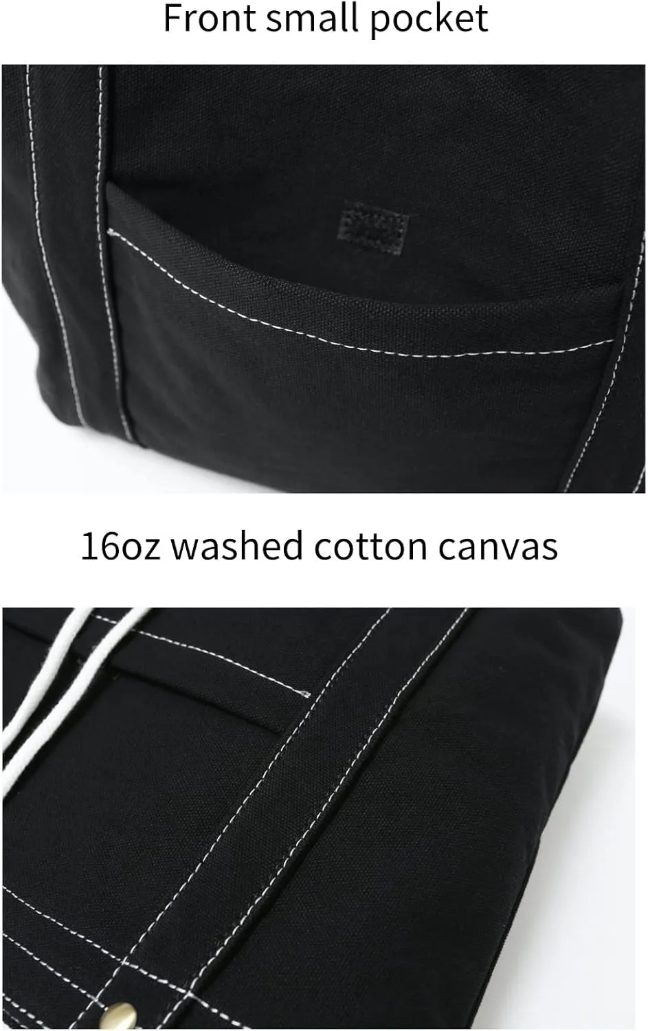 Jeelow Canvas Tote Handbag Shoulder Crossbody Bags Purses With Pockets For Men & Women