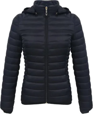 JEsilunmaMY Women's Packable Removable Hood Puffer Jacket Full-Zip Slim Short Down Jacket Insulated Quilted Warm Winter Coat