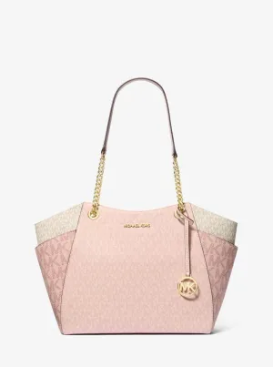 Jet Set Large Color-Block Signature Logo Tote Bag