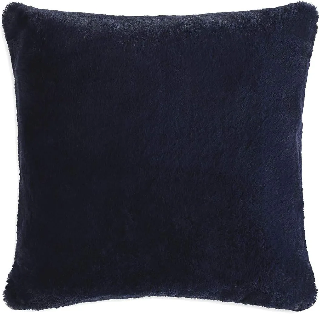 Jewel Collection Faux Fur Decorative Pillow 20 x 20 Navy