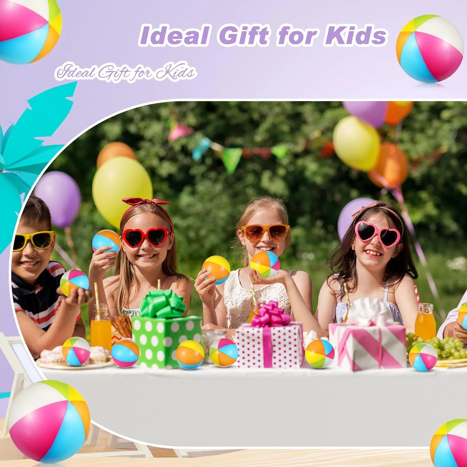 Jexine 100PCS Mini Beach Stress Balls Bulk 2.5" Rainbow Squeeze Mini Pool Balls Beach Stress Relief Toys for Girl Boy Birthday Summer Hawaiian Water Games Party Favor(Intense Color)