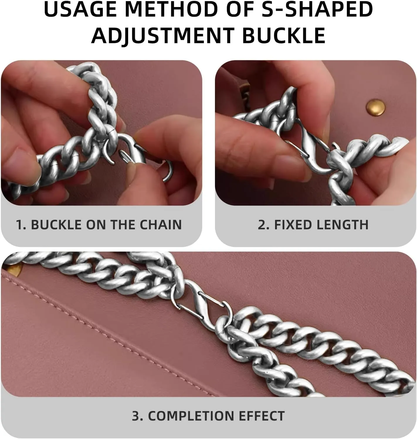 jiesinlov 2 Pcs Bag Chain Shoulder Strap Shortening Buckles,Shorten Strap for Handbag