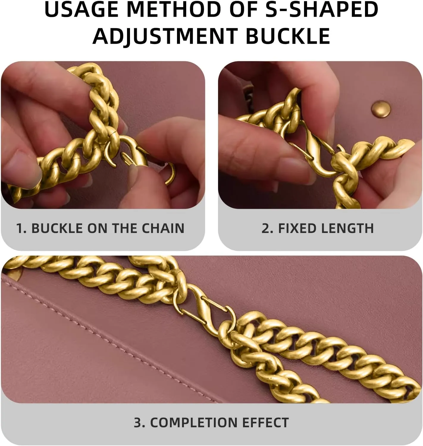 jiesinlov 2 Pcs Bag Chain Shoulder Strap Shortening Buckles,Shorten Strap for Handbag