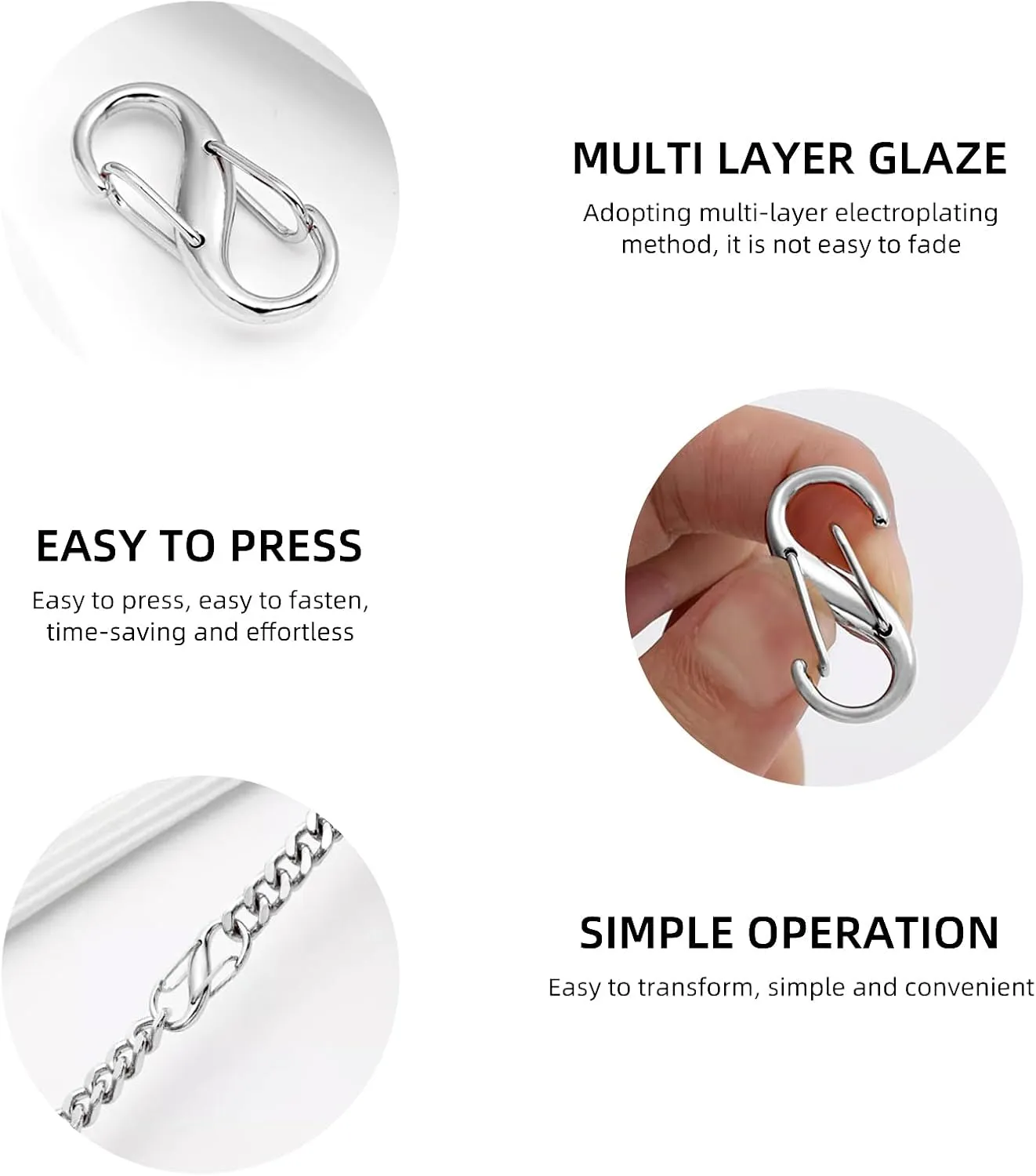 jiesinlov 2 Pcs Bag Chain Shoulder Strap Shortening Buckles,Shorten Strap for Handbag