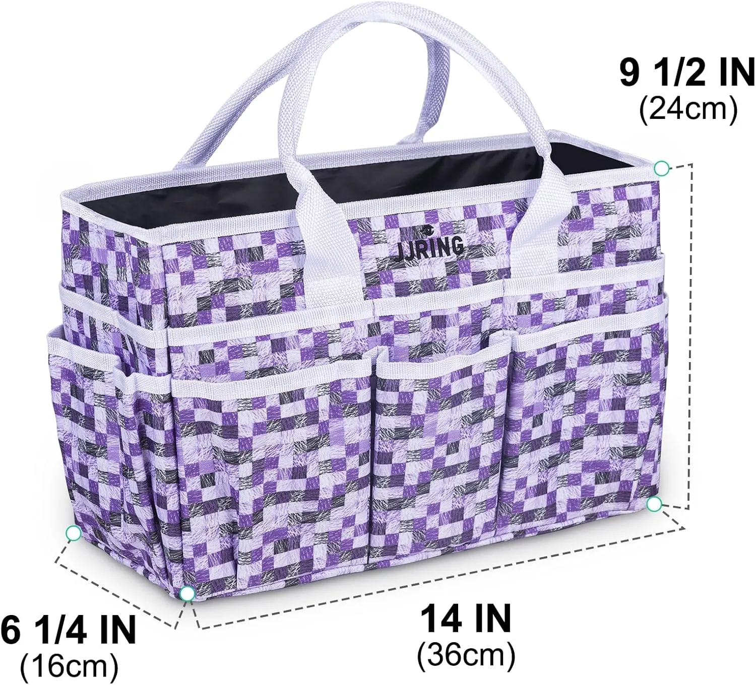 JJRING Craft Tote Storage Bag, Art Organizer Tote Bag with Multiple Pockets, Craft Supply Bag for Art, Craft, Sewing, and Office Supplies, Purple, JT0639