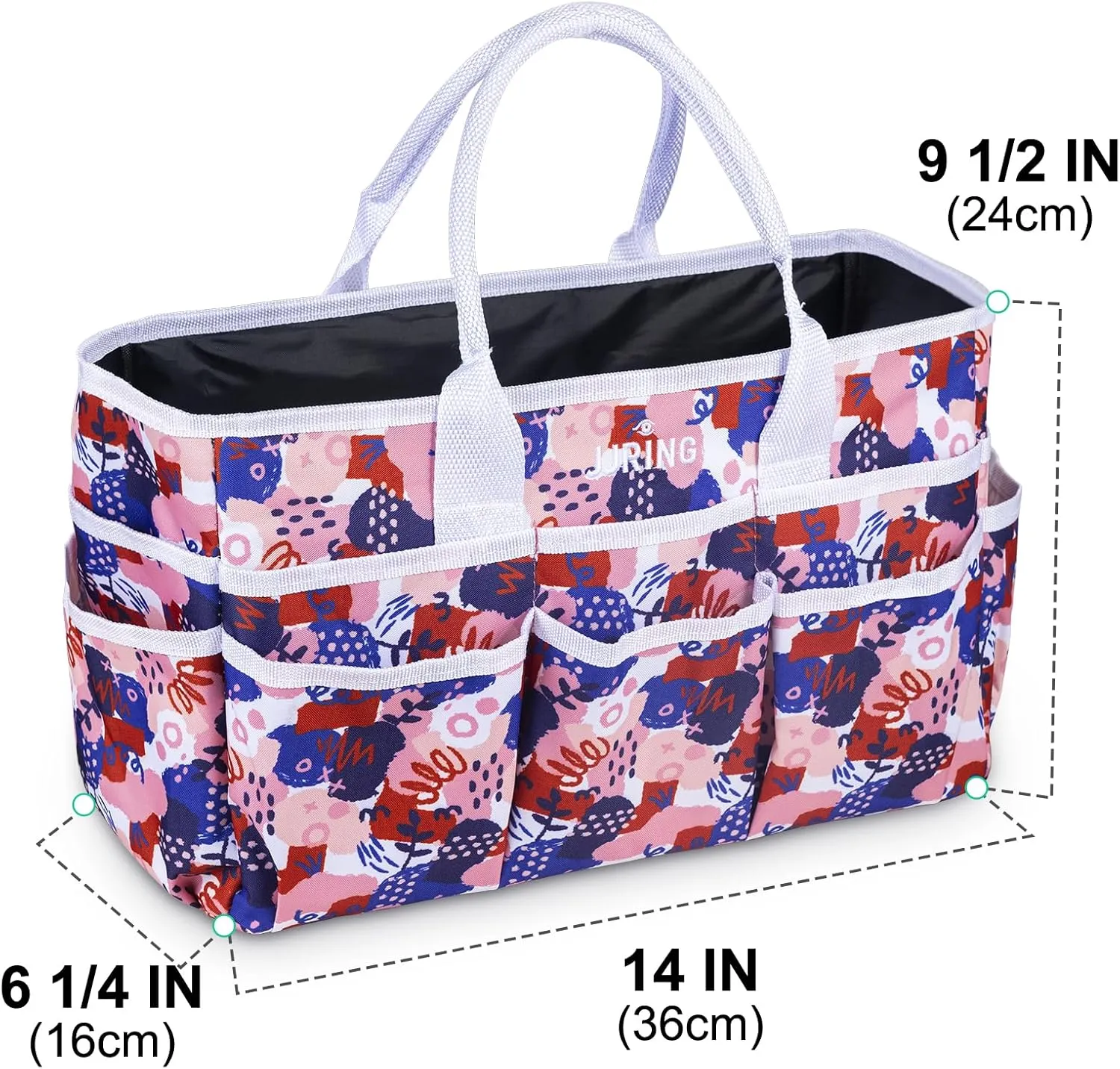 JJRING Craft Tote Storage Bag, Art Organizer Tote with Multiple Pockets, Craft Supply Bag for Art, Sewing, and Office Supplies, Pink