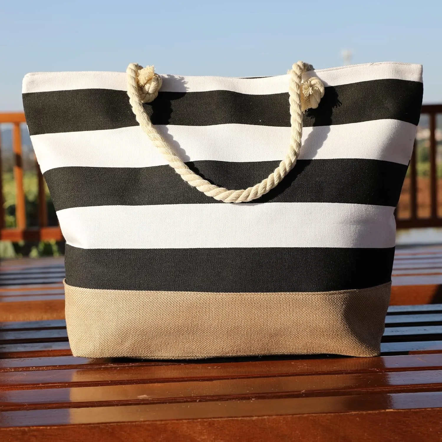 JNF Extra Large Canvas Beach Bags for Women Shoulder Bag Beach Tote Bag with Cotton Rope Handles