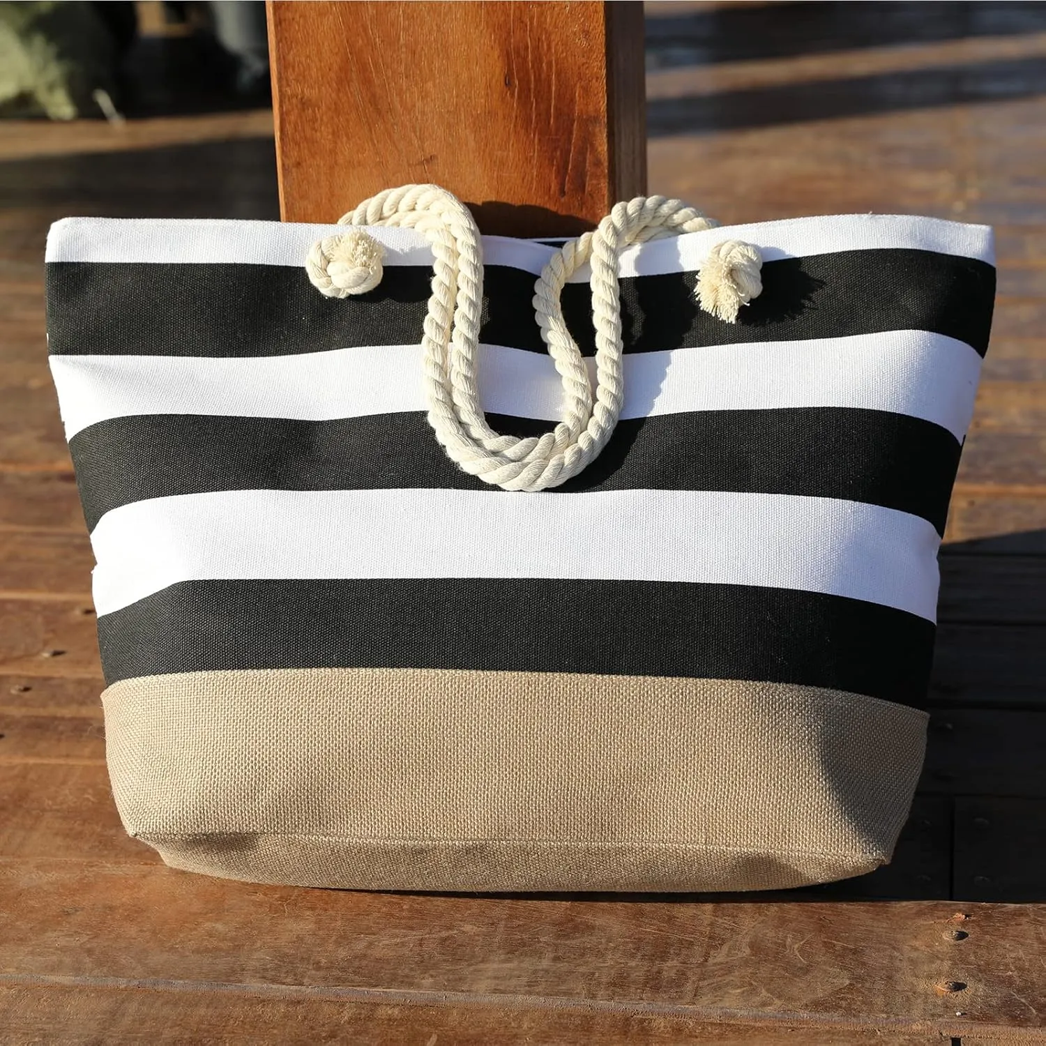 JNF Extra Large Canvas Beach Bags for Women Shoulder Bag Beach Tote Bag with Cotton Rope Handles