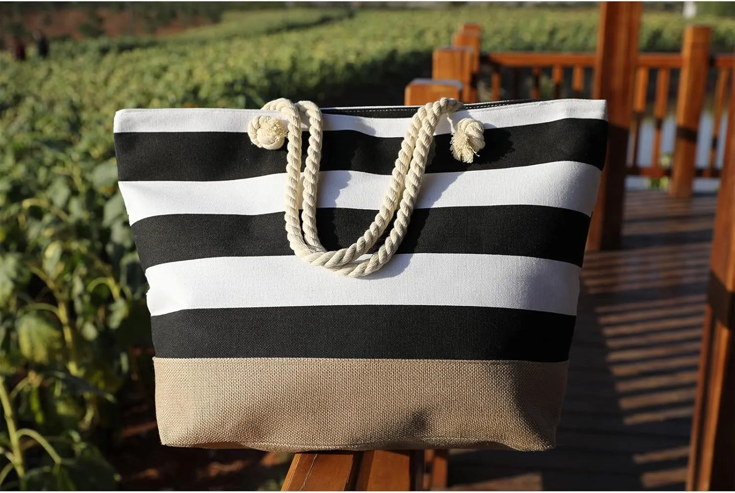 JNF Extra Large Canvas Beach Bags for Women Shoulder Bag Beach Tote Bag with Cotton Rope Handles