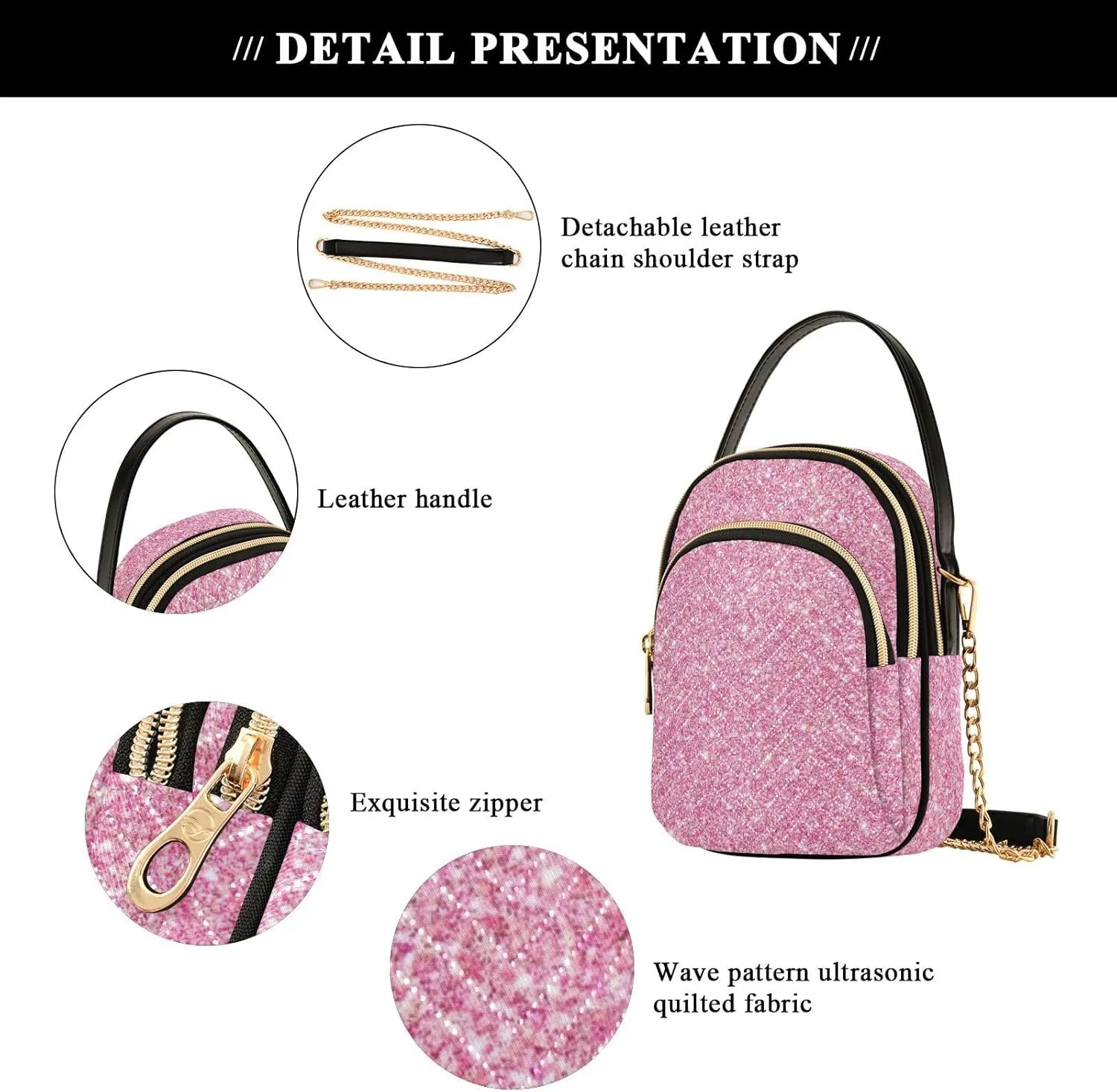 Joisal Gold Rose Marble Women's Crossbody Purse, Small Crossbody Bags for Women Travel Purse Crossbody