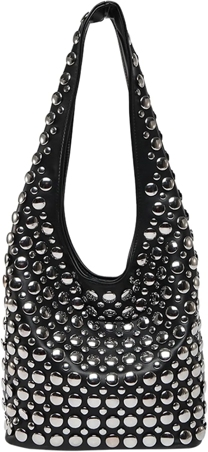 JQAliMOVV Studded Purses for Women Vegan Leather Tote Bag 90s Y2K Punk Purse Stud Shoulder Handbags