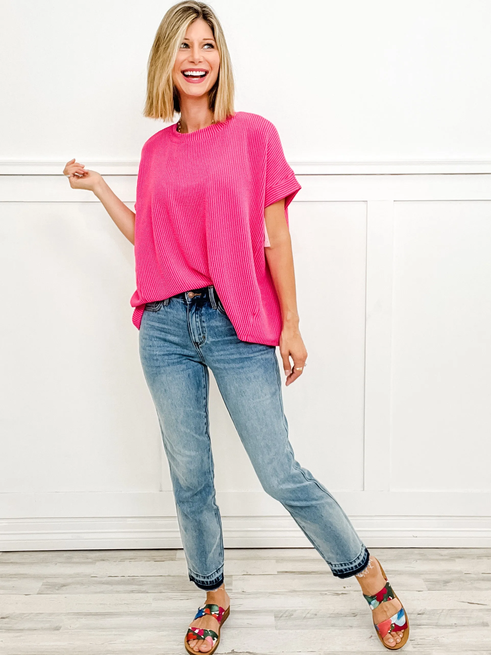 Judy Blue ROCK THE BOAT Mid-Rise Magic Release Hem Boyfriend Denim Jeans