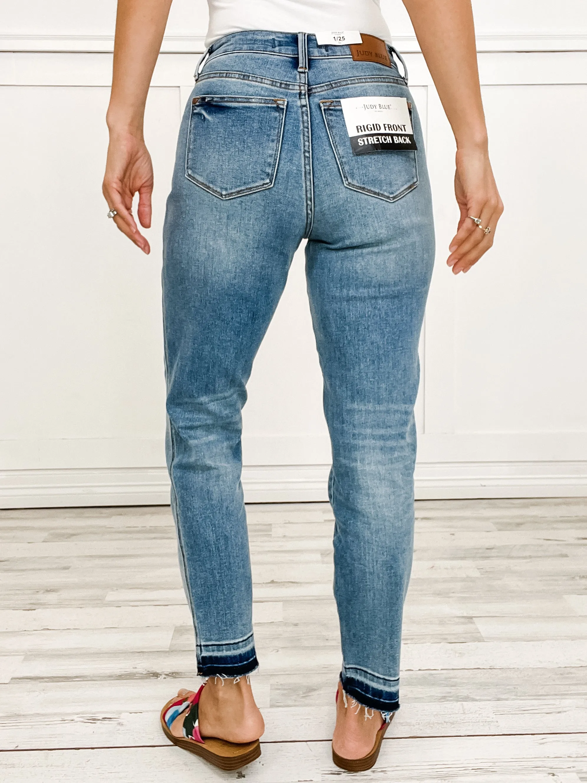 Judy Blue ROCK THE BOAT Mid-Rise Magic Release Hem Boyfriend Denim Jeans