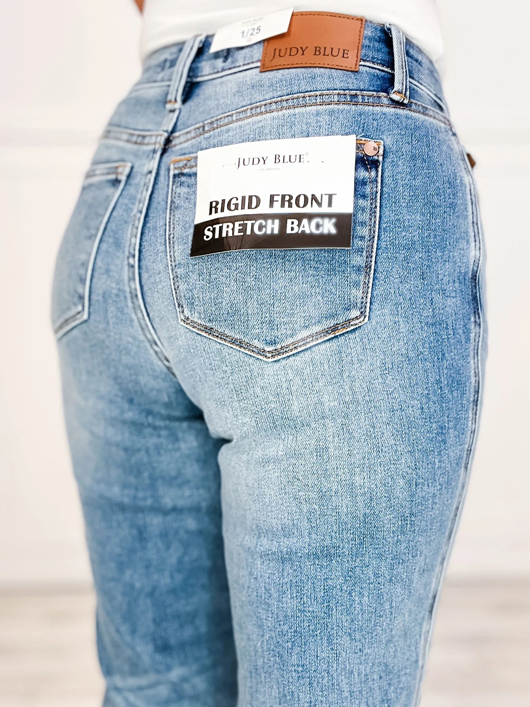 Judy Blue ROCK THE BOAT Mid-Rise Magic Release Hem Boyfriend Denim Jeans