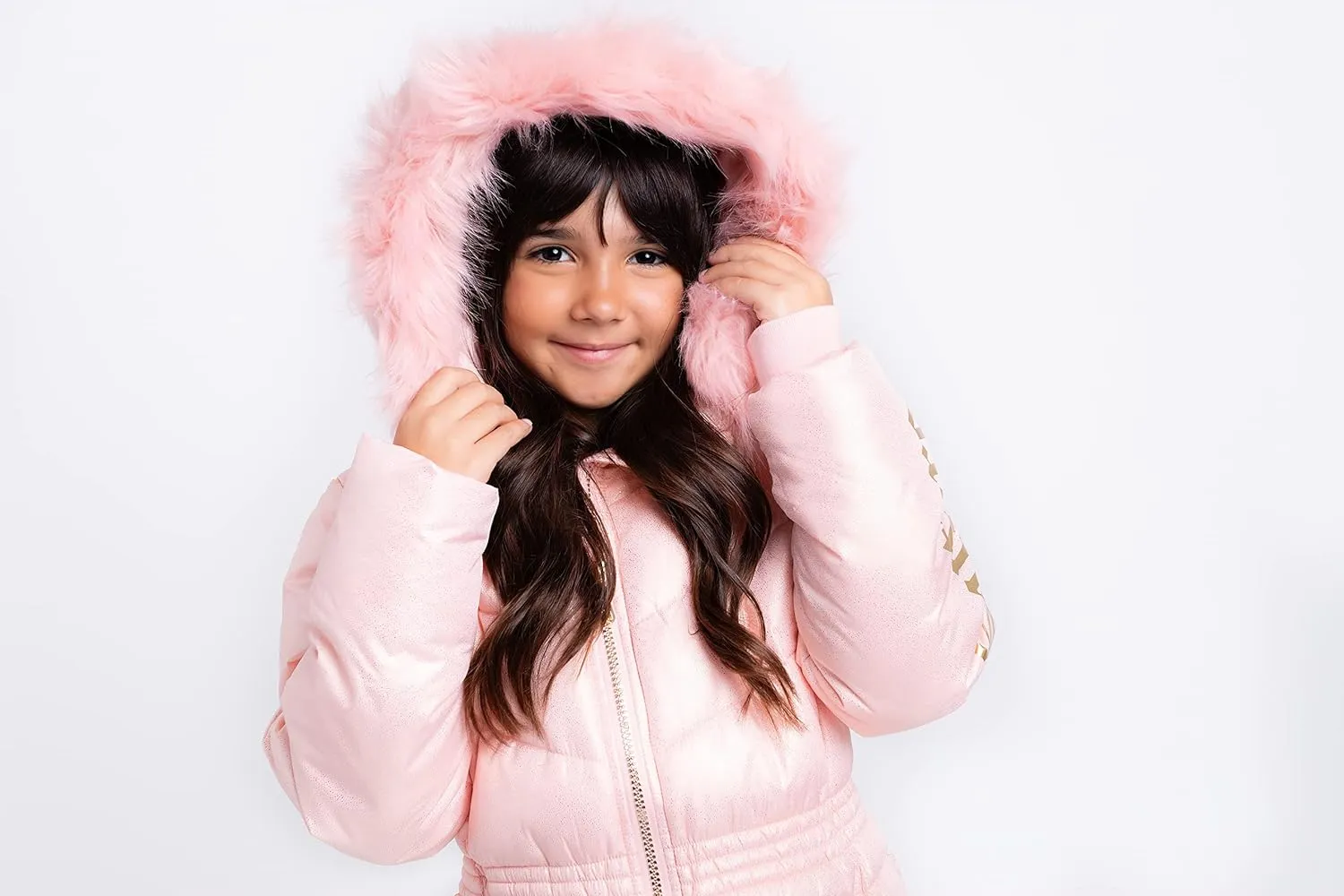 Juicy Couture Girls Coat, Faux Fur Hooded Winter Jacket, Warm Padded Parka Hoodie, Kids Heavyweight Winter Coat