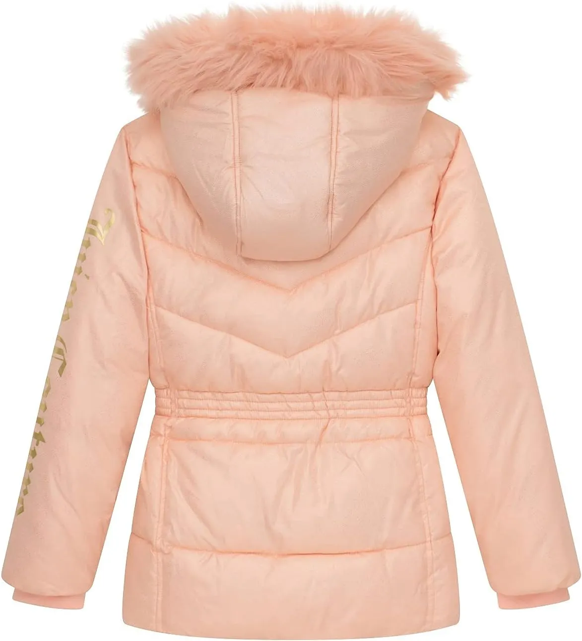 Juicy Couture Girls Coat, Faux Fur Hooded Winter Jacket, Warm Padded Parka Hoodie, Kids Heavyweight Winter Coat