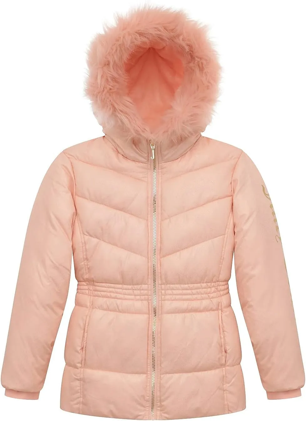 Juicy Couture Girls Coat, Faux Fur Hooded Winter Jacket, Warm Padded Parka Hoodie, Kids Heavyweight Winter Coat