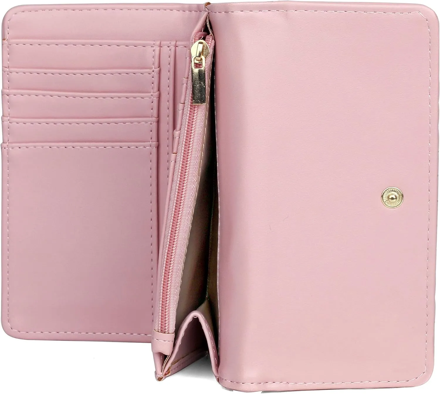Julia Buxton Channel Quilted Vegan Leather Mid Sized Tri-fold