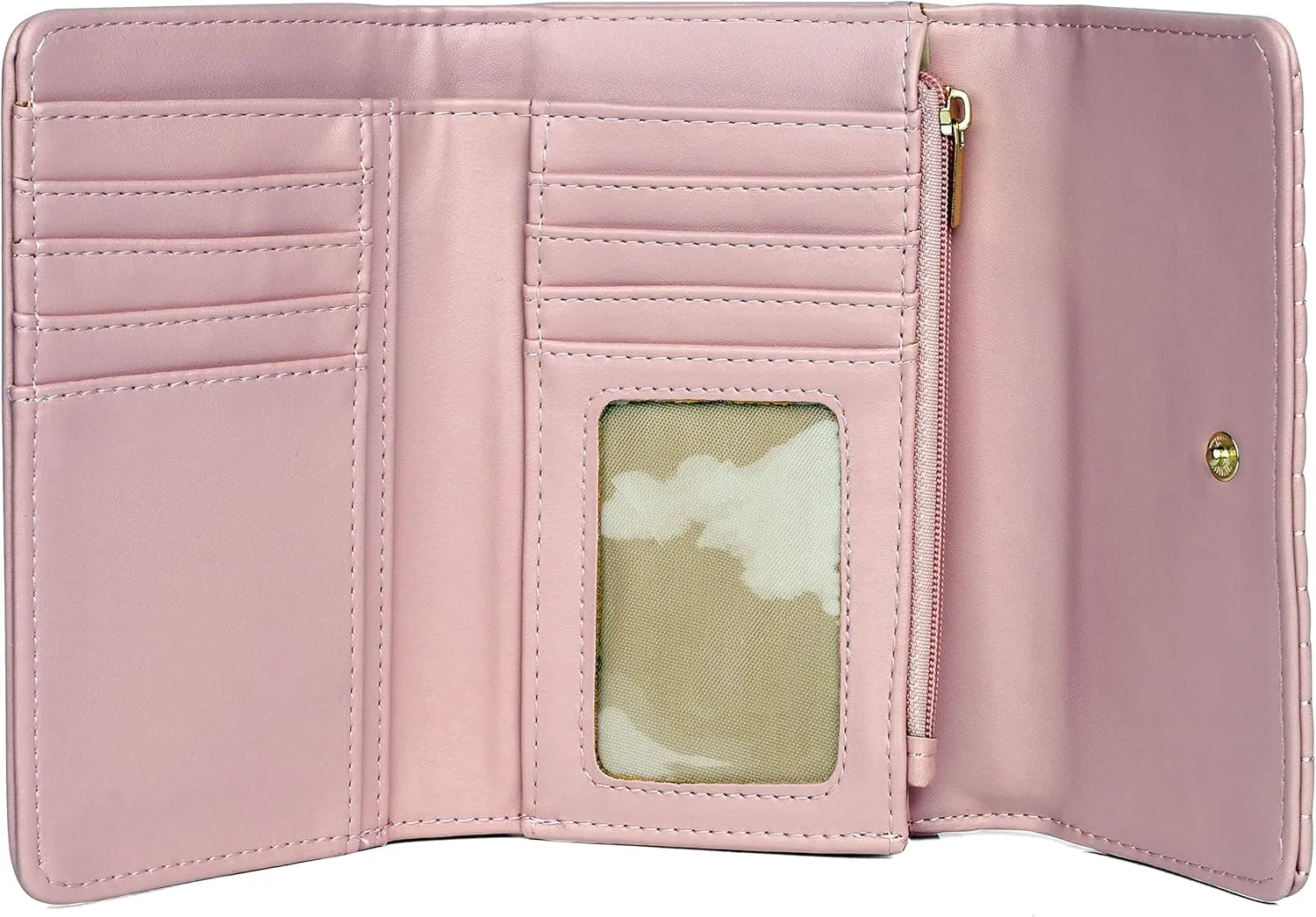 Julia Buxton Channel Quilted Vegan Leather Mid Sized Tri-fold