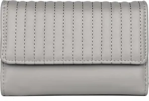 Julia Buxton Channel Quilted Vegan Leather Mid Sized Tri-fold