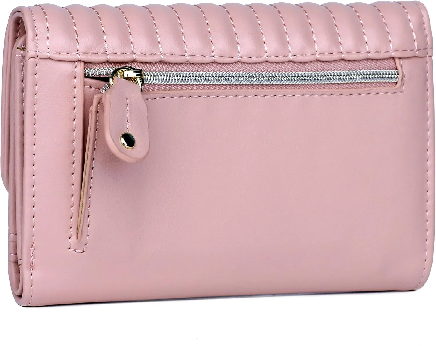 Julia Buxton Channel Quilted Vegan Leather Mid Sized Tri-fold