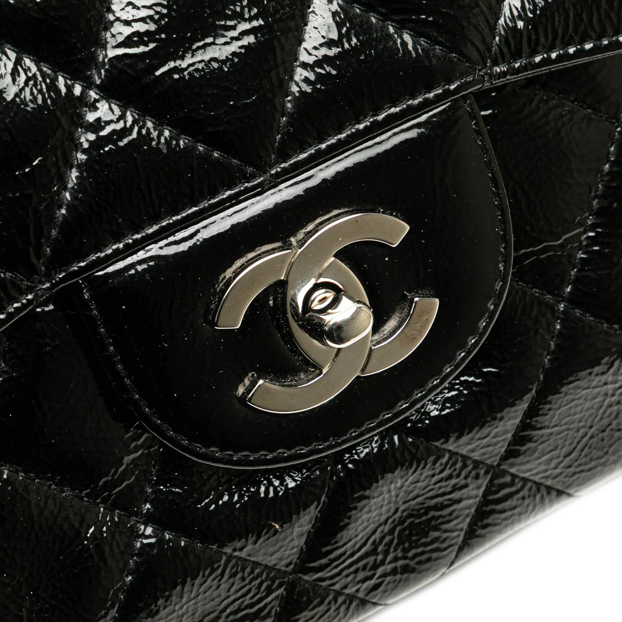 Jumbo Classic Crinkled Patent Single Flap