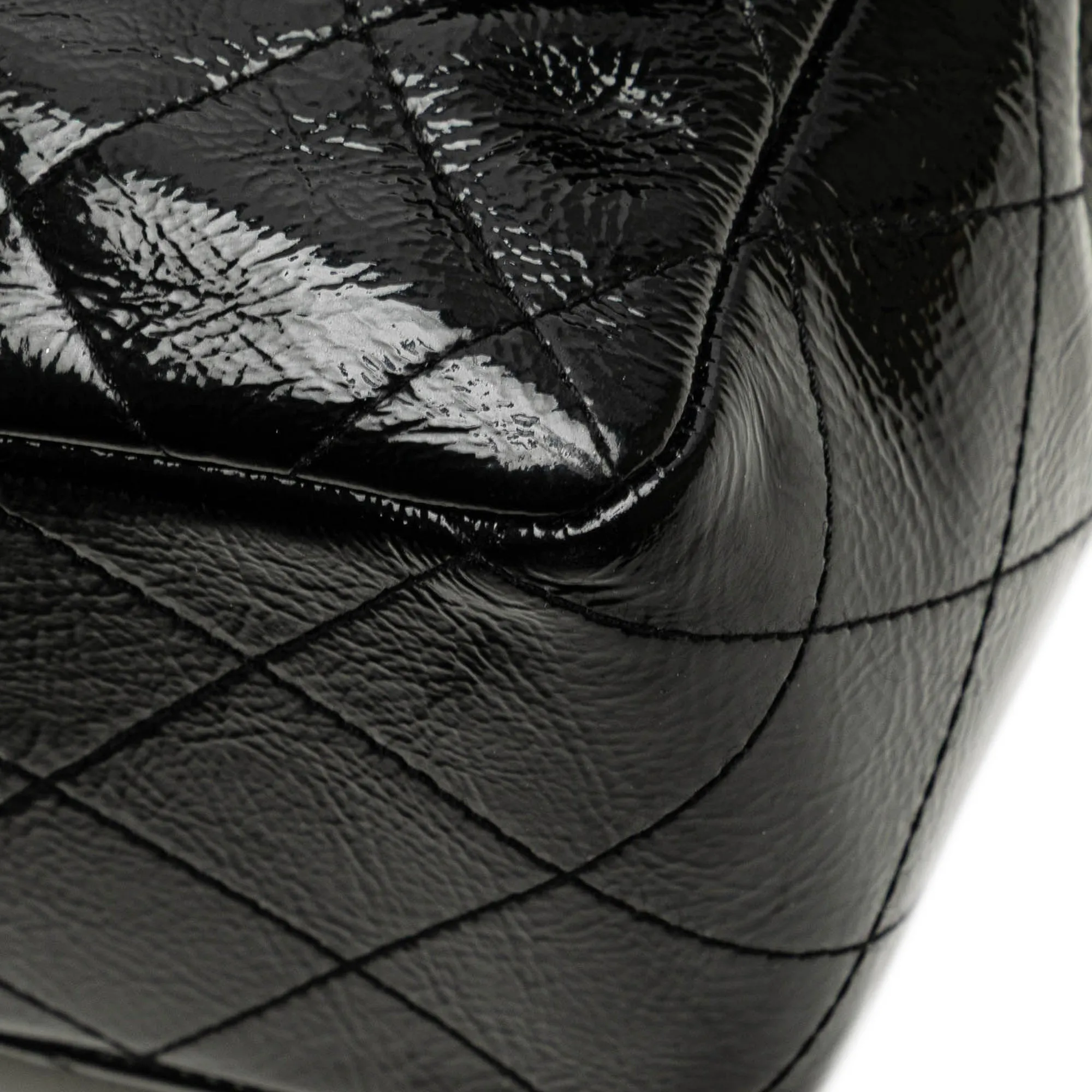 Jumbo Classic Crinkled Patent Single Flap